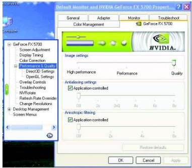 GIGABYTE GV-N57128D - Performance and Quality Settings properties - 1