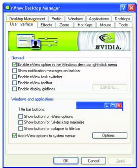 GIGABYTE GV-N57128D - nViewUser Interface properties - 1