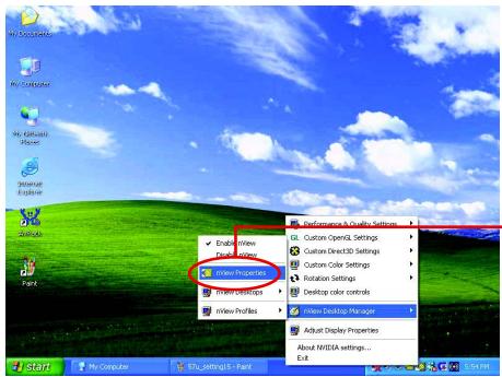 GIGABYTE GV-N57128D - Access nView properties page: - 1