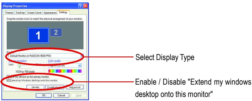 GIGABYTE GV-R96128D - Display Properties: - 1