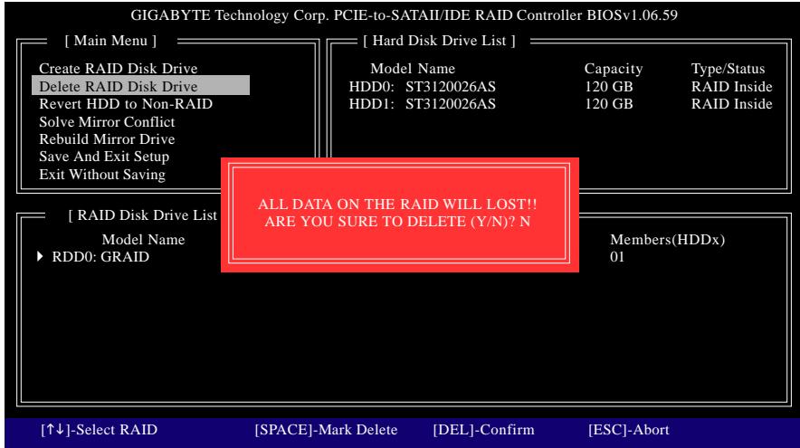 GIGABYTE GA-P35-S3 - Delete the RAID Array: - 1