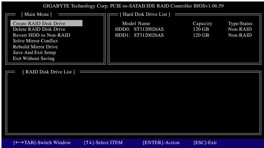 GIGABYTE GA-P35-S3 - Configuring a RAID array in RAID BIOS - 1
