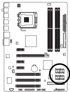 GIGABYTE GA-P35-S3 - 9) SATA10/1/2/3/4/5 (SATA 3Gb/s Connectors, Controlled by ICH9R, Orange)① - 1