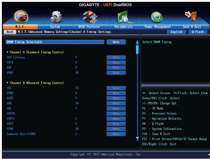 GIGABYTE GA-F2A85XN-WIFI - Channel A/B Timing Settings - 1