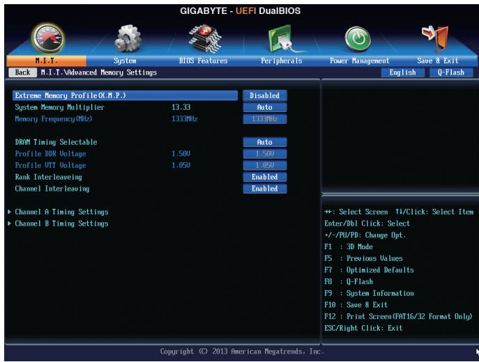 GIGABYTE GA-F2A85XN-WIFI - Advanced Memory Settings - 1