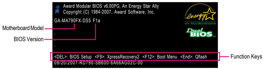 GIGABYTE GA-MA790FX-DS5 - 2-1 Startup Screen - 1