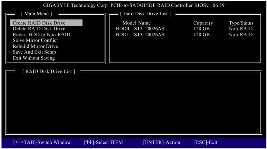 GIGABYTE GA-MA790FX-DS5 - Configuring a RAID array in RAID BIOS - 1