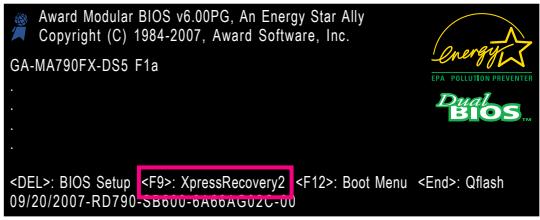GIGABYTE GA-MA790FX-DS5 - Accessing Xpress Recovery2 - 2