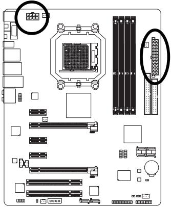 GIGABYTE GA-MA790FX-DS5 - 1/2) ATX\_12V\_2X/ATX (2x4 12V Power Connector and 2x12 Main Power Connector) - 2