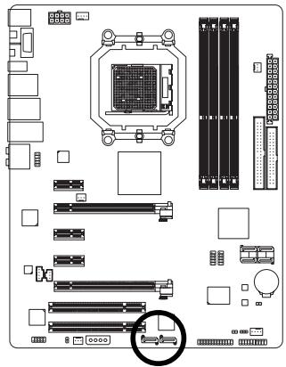 GIGABYTE GA-MA790FX-DS5 - 11) GSATAII\_1/GSATAII\_2 (SATA 3Gb/s Connectors, Controlled by GIGABYTE SATA2, Purple) - 1