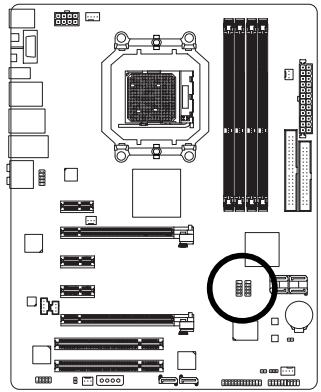 GIGABYTE GA-MA790FX-DS5 - 18) F\_USB1/F\_USB2 (USB Headers, Yellow) - 1