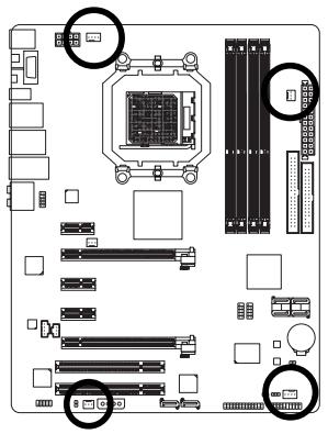 GIGABYTE GA-MA790FX-DS5 - 3/4/5) CPU\_FAN/SYS\_FAN1/SYS\_FAN2/PWR\_FAN (Fan Headers) - 1