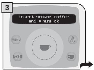 SAECO TALEA RING PLUS - ONLY INSERT ONE SCOOP OF GROUND COFFEE AT A TIME. TWO CUPS OF COFFEE CANNOT BE DISPENSED AT THE SAME TIME. - 3