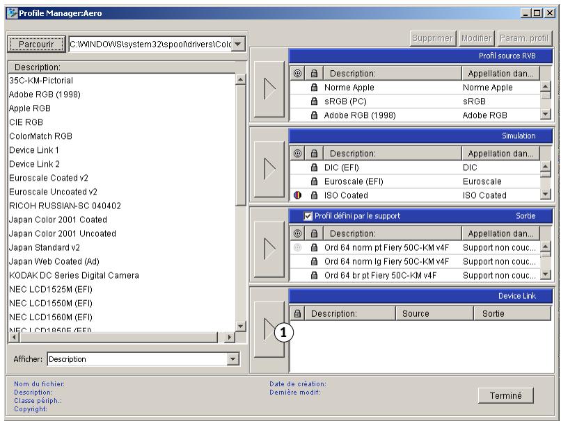 KONICA MINOLTA BIZHUB PRO C500 - Pour télécharger les profils DEVICE LINK à l'aide de profile manager - 1