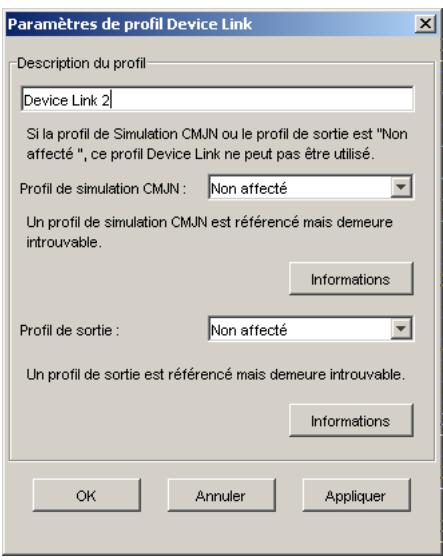 KONICA MINOLTA BIZHUB PRO C500 - Pour affecter des paramètres de PROFIL DEVICE LINK - 1