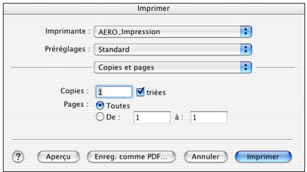KONICA MINOLTA BIZHUB PRO C500 - Pour définir les options d'impression pour les ordinateurs MAC OS x - 1