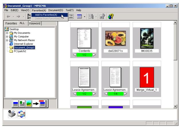 KONICA MINOLTA PAGESCOPE CABINET PRO - Registering a Folder in the Favorites - 1