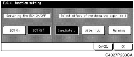 KONICA MINOLTA PI8500PRO - ECM Function Setting Screen - 1