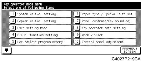 KONICA MINOLTA PI8500PRO - Key Operator Mode Screen - 1