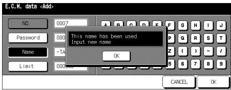 KONICA MINOLTA PI8500PRO - Name Duplication Screen - 1
