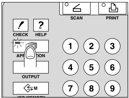 KONICA MINOLTA 7045 - Press APPLICATION on the control panel. - 1