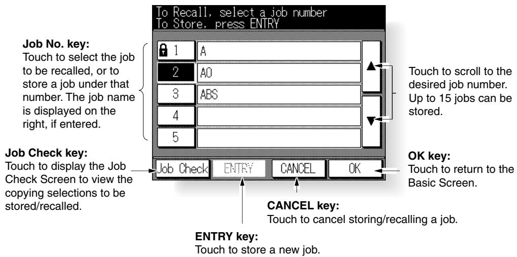 KONICA MINOLTA 7045 - Storing and Recalling Job Conditions (Job No. Selection Screen) - 1