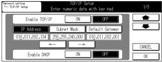 KONICA MINOLTA 7145 NETWORK SCANNER - Touch the [1.TCP/IP Setup] key on [Network setting] screen. - 2
