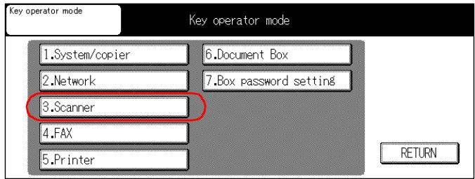 KONICA MINOLTA 7145 NETWORK SCANNER - Touch the [3. Scanner] key on the [Key operator mode] screen. - 1