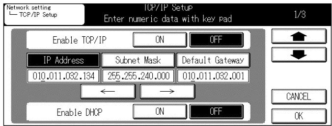 KONICA MINOLTA 7145 NETWORK SCANNER - Access the [TCP/IP Setup] screen (1/3) from the [Network setting] screen. - 1