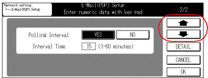 KONICA MINOLTA 7145 NETWORK SCANNER - Use [↑] or [↓] to access to [E-Mail (POP) Setup] screen (2/2) from screen (1/2). - 1