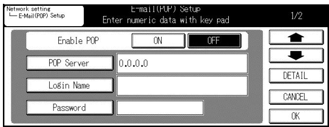 KONICA MINOLTA 7145 NETWORK SCANNER - Access to [E-Mail (POP) Setup] screen from [Network setting] screen. - 1