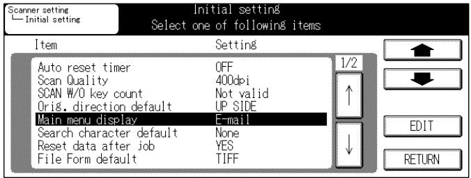 KONICA MINOLTA 7145 NETWORK SCANNER - Select [Main menu display] in [Initial setting] screen for scanner mode. - 1