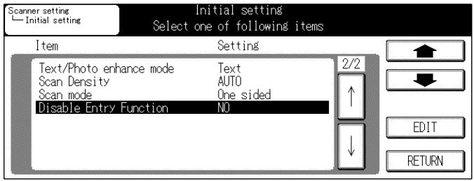 KONICA MINOLTA 7145 NETWORK SCANNER - Select [Disable Entry Function] in [Initial setting] screen. - 1