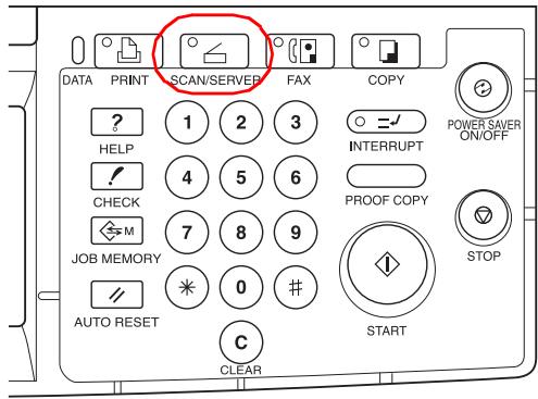 KONICA MINOLTA 7145 NETWORK SCANNER - Touch the (SCAN/SERVER) button on the control panel. - 1