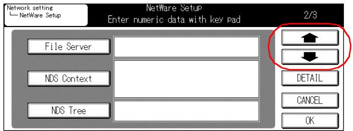 KONICA MINOLTA 7145 NETWORK SCANNER - Use [↑] or [↓] to access to [NetWare Setup] screen (2/3) from screen (1/3). - 1