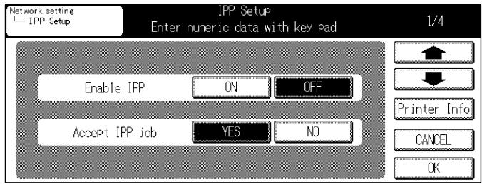 KONICA MINOLTA 7145 NETWORK SCANNER - Touch the [4.IPP Setup] key on the [Network setting] screen. - 2
