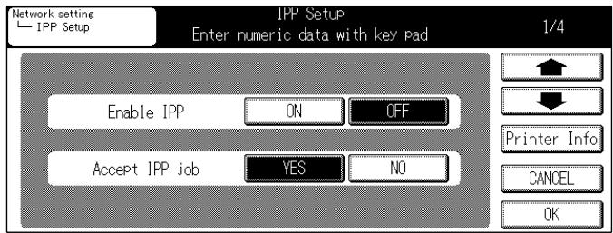 KONICA MINOLTA 7145 NETWORK SCANNER - Access to [IPP Setup] screen (1/4) from [Network setting] screen. - 1
