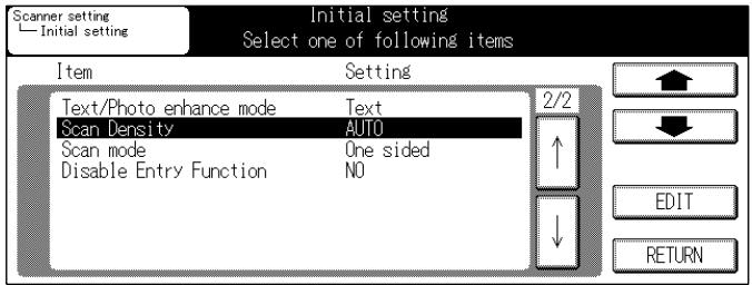 KONICA MINOLTA 7145 NETWORK SCANNER - Select [Scan Density] in [Initial setting] screen. - 1