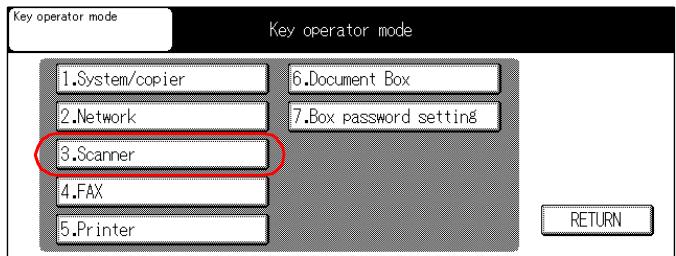 KONICA MINOLTA 7145 NETWORK SCANNER - Touch the [3. Scanner] key on the [Key operator mode] screen. - 1