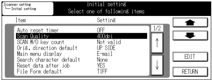 KONICA MINOLTA 7145 NETWORK SCANNER - Select [Scan Quality] in [Initial setting] screen. - 1