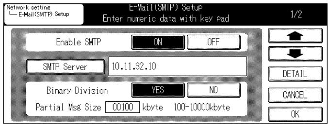 KONICA MINOLTA 7145 NETWORK SCANNER - Access to [E-Mail (SMTP) Setup] screen (1/2) from [Network Setting] screen. - 1