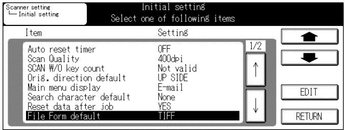 KONICA MINOLTA 7145 NETWORK SCANNER - Select [File Form default] in [Initial setting] screen. - 1