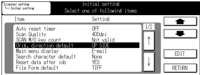 KONICA MINOLTA 7145 NETWORK SCANNER - Select [Orig. direction default] in [Initial setting] screen. - 1