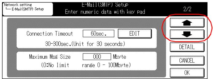KONICA MINOLTA 7145 NETWORK SCANNER - Use [↑] or [↓] to access to [E-Mail (SMTP) Setup] screen (2/2) from screen (1/2). - 1
