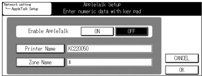 KONICA MINOLTA 7145 NETWORK SCANNER - Access the [AppleTalk Setup] screen from [Network setting] screen. - 1