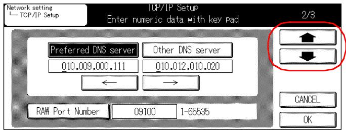 KONICA MINOLTA 7145 NETWORK SCANNER - Use [↑] or [↓] to access [TCP/IP Setup] screen (2/3) from screen (1/3). - 1