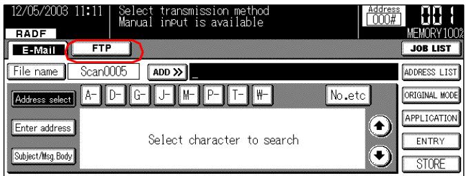 KONICA MINOLTA 7145 NETWORK SCANNER - Touch the [FTP] key on [Scanner mode basic] screen. - 1