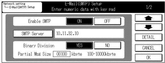 KONICA MINOLTA 7145 NETWORK SCANNER - Touch the [6.E-Mail (SMTP) Setup] key on [Network setting] screen. - 2