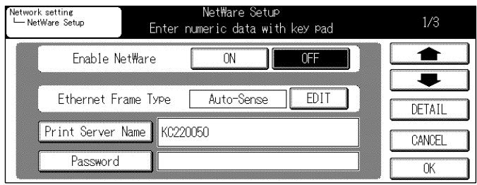KONICA MINOLTA 7145 NETWORK SCANNER - Touch the [2.NetWare Setup] key on [Network setting] screen. - 2