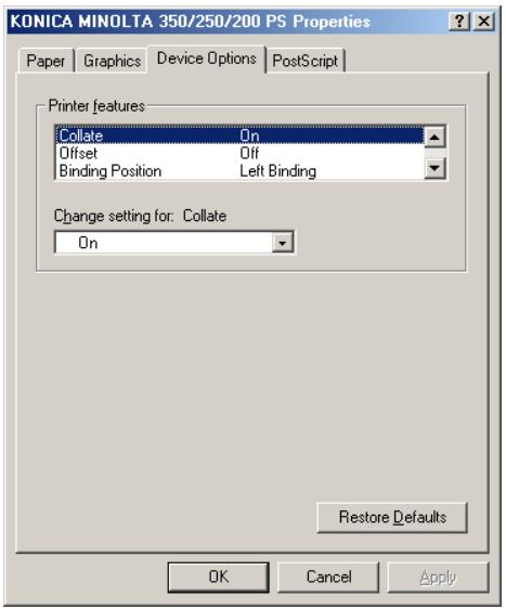 KONICA MINOLTA BIZHUB 250 PRINT - Specifying settings - 1